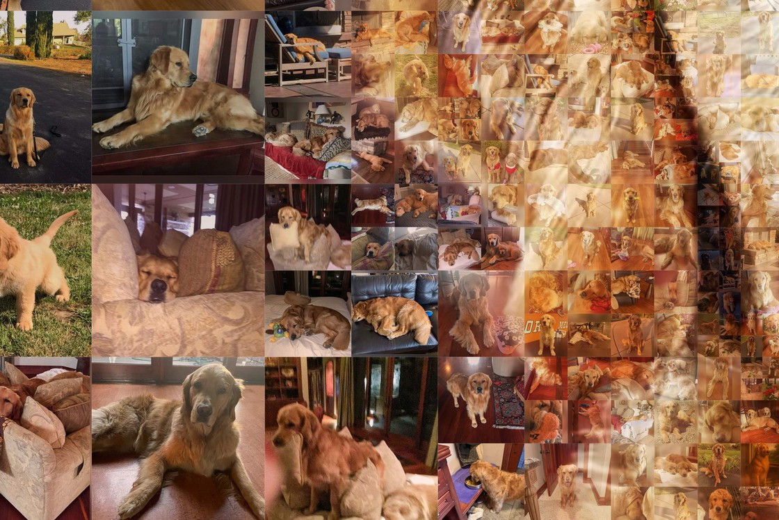 The same portrait up close, where each tile is a separate photograph of Winston